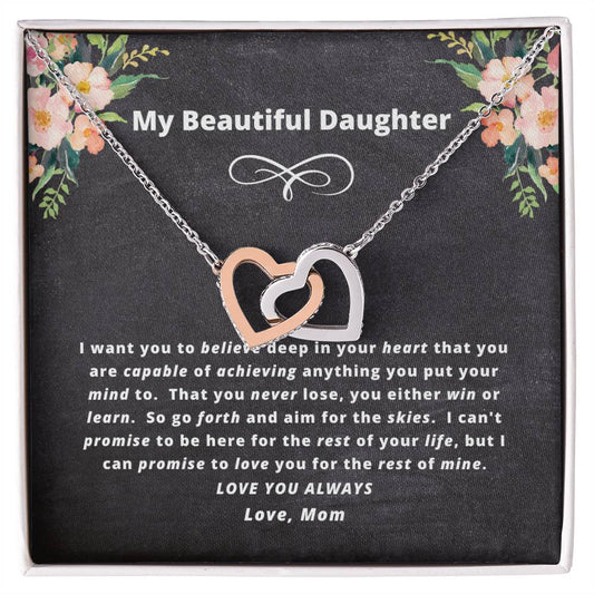 The Daughter Believe Necklace Gift Set Interlocking Hearts Necklace