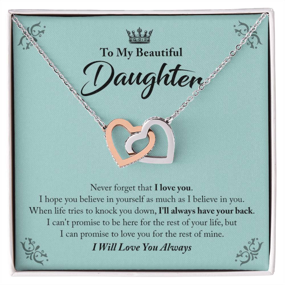 My Beautiful Daughter - I'Ll Always Have Your Back Interlocking Hearts Necklace