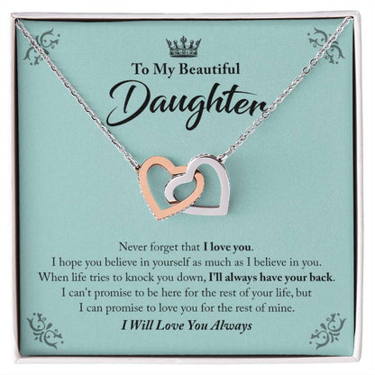 My Beautiful Daughter - I'Ll Always Have Your Back Interlocking Hearts Necklace