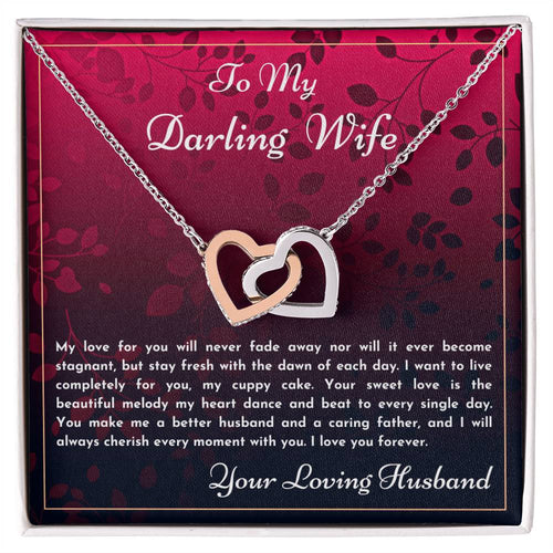 Gift For Wife My Love For You Will Never Fade Interlocking Hearts Necklace
