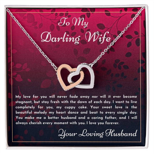 Gift For Wife My Love For You Will Never Fade Interlocking Hearts Necklace