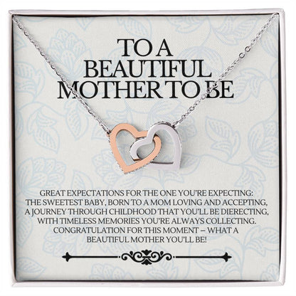 To A Beautiful Mother To Be - Premium Love Necklace - Ge01 Interlocking Hearts Necklace