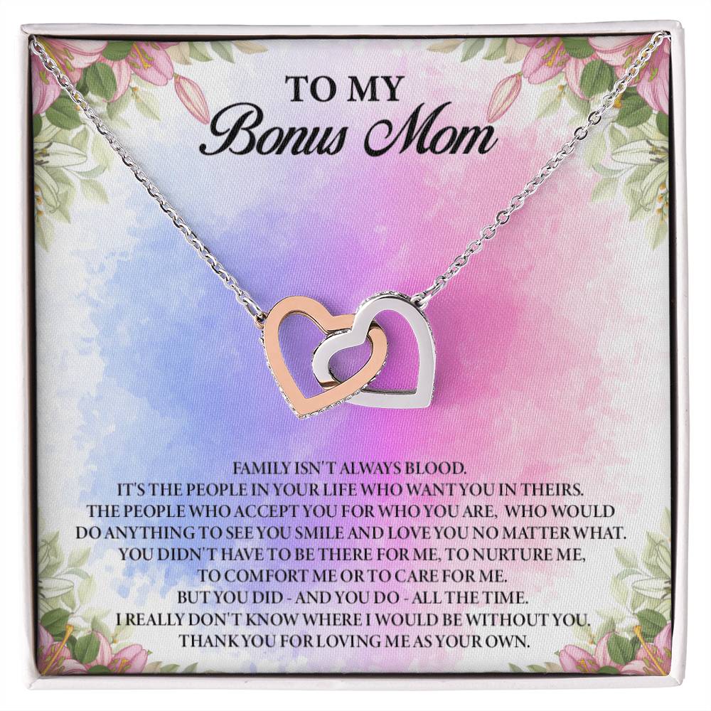 To My Bonus Mom Interlocking Hearts Necklace
