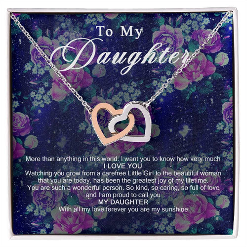 To My Daughter Interlocking Hearts Necklace
