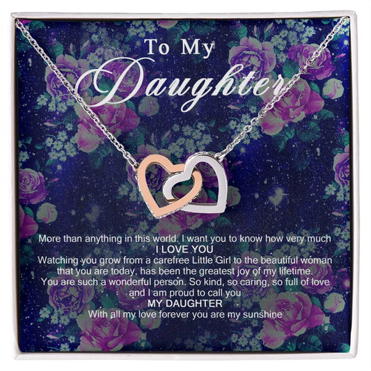 To My Daughter Interlocking Hearts Necklace
