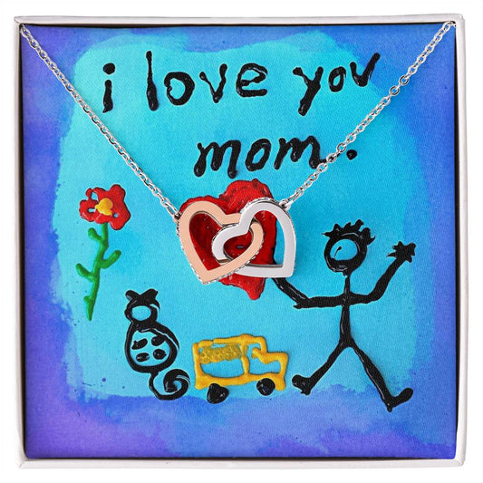 I Love You Mom Necklace - $20 Off Interlocking Hearts Necklace