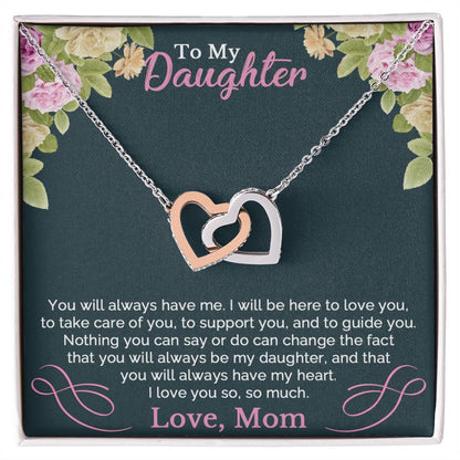 To My Daughter Necklace From Mom Interlocking Hearts Necklace