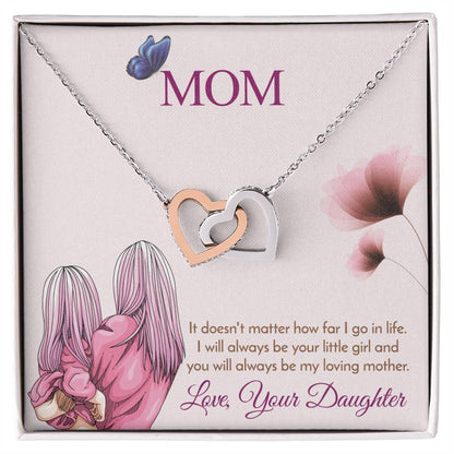 Mom - I Will Always Be Your Little Girl Interlocking Heart Necklace Interlocking Hearts Necklace