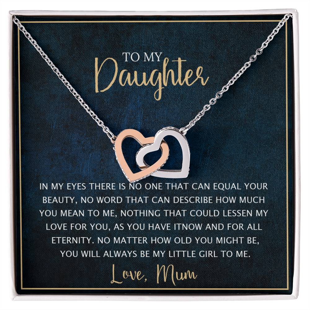 To My Daughter - Unique Heart Bonding Necklace Gift Set Interlocking Hearts Necklace