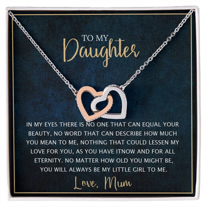 To My Daughter - Unique Heart Bonding Necklace Gift Set Interlocking Hearts Necklace