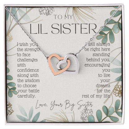 To My Little Sister Live Your Dreams Gift For Little Sister From Big Sister Sister Birthday Graduation Christmas Present Interlocking Hearts Necklace