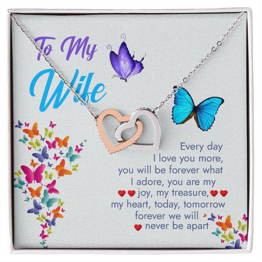 Interlocking Heart Necklace Husband To Wife Gift Wife Necklace Gift Anniversary Gift For Wife Wife Necklace Message Card Wife Gift Interlocking Hearts Necklace