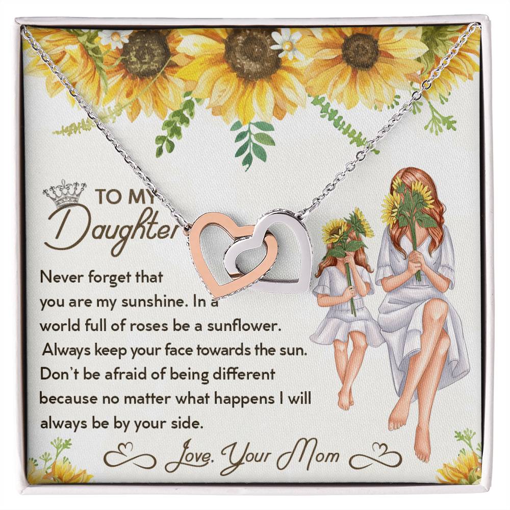 To My Daughter - Unique Interlocking Hearts Binding Necklace Gift Set Interlocking Hearts Necklace