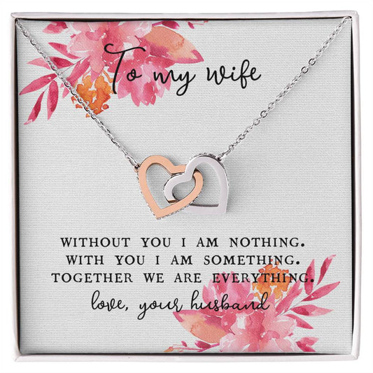 To Wife From Husband Double Hearts Necklace Love Jewelry Romantic Gift Valentine'S Day Anniversary From Spouse Interlocking Hearts Necklace