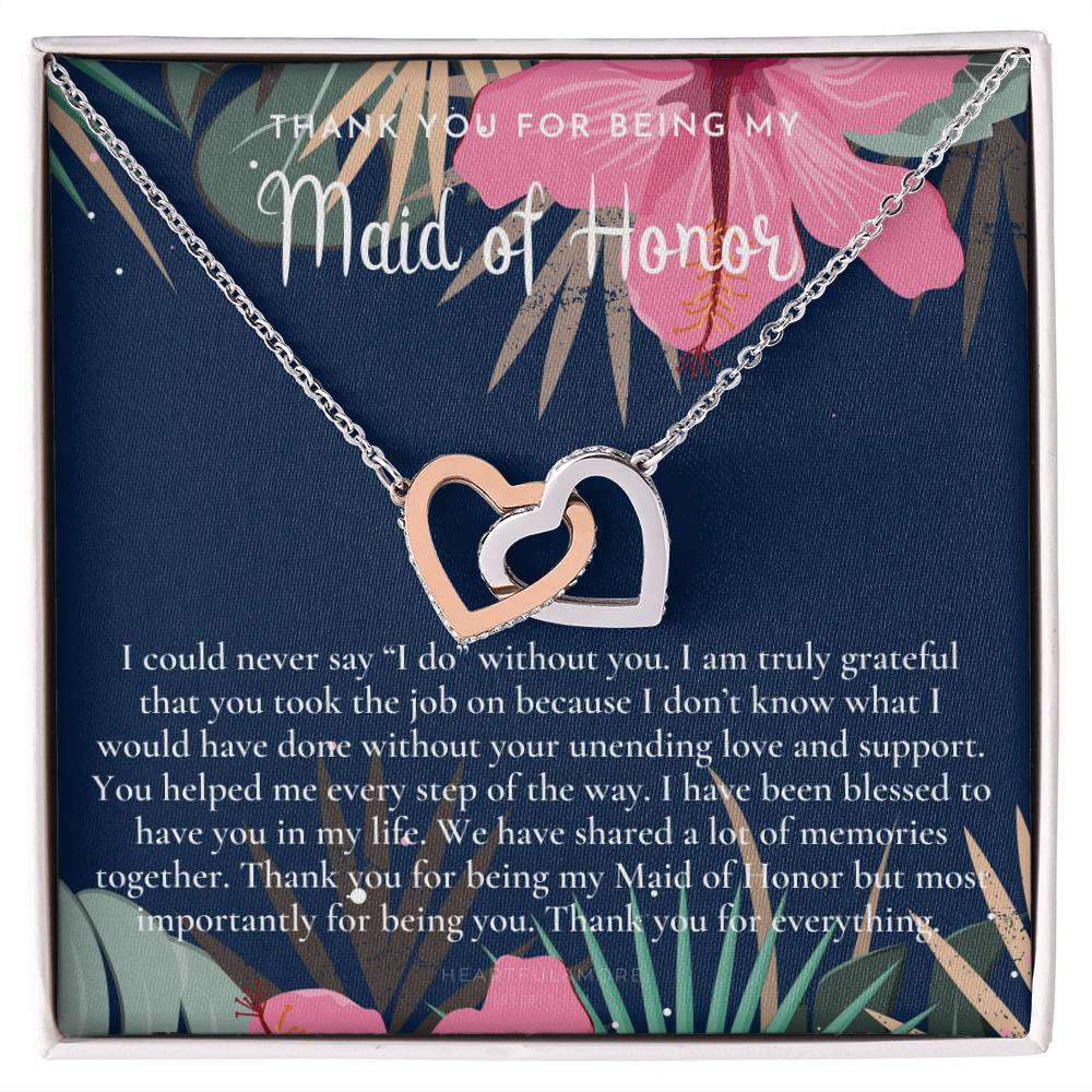 Maid Of Honor Thank You Gift From Bride Bridesmaid Gift Maid Of Honor Gift Necklace Matron Of Honor Gift Thank You Gift From Bride Interlocking Hearts Necklace