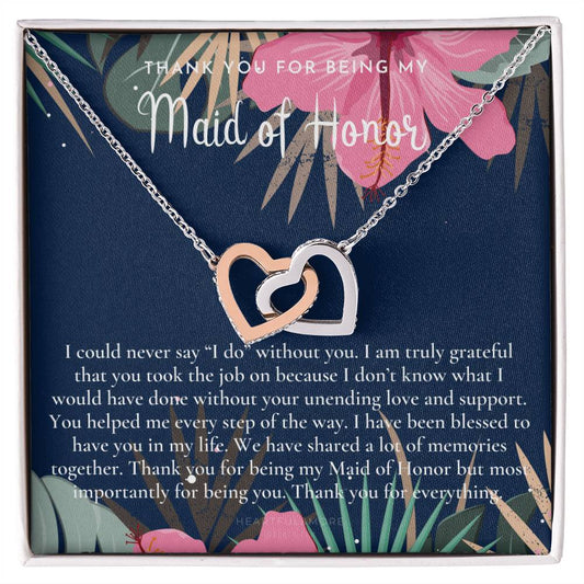 Maid Of Honor Thank You Gift From Bride Bridesmaid Gift Maid Of Honor Gift Necklace Matron Of Honor Gift Thank You Gift From Bride Interlocking Hearts Necklace