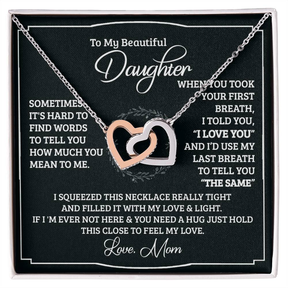 To My Beautiful Daughter - Interlocking Heart Necklace Interlocking Hearts Necklace