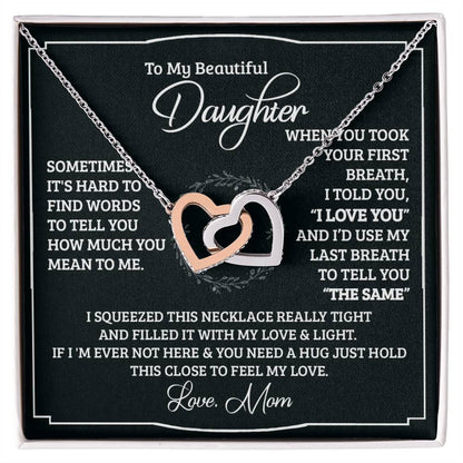 To My Beautiful Daughter - Interlocking Heart Necklace Interlocking Hearts Necklace