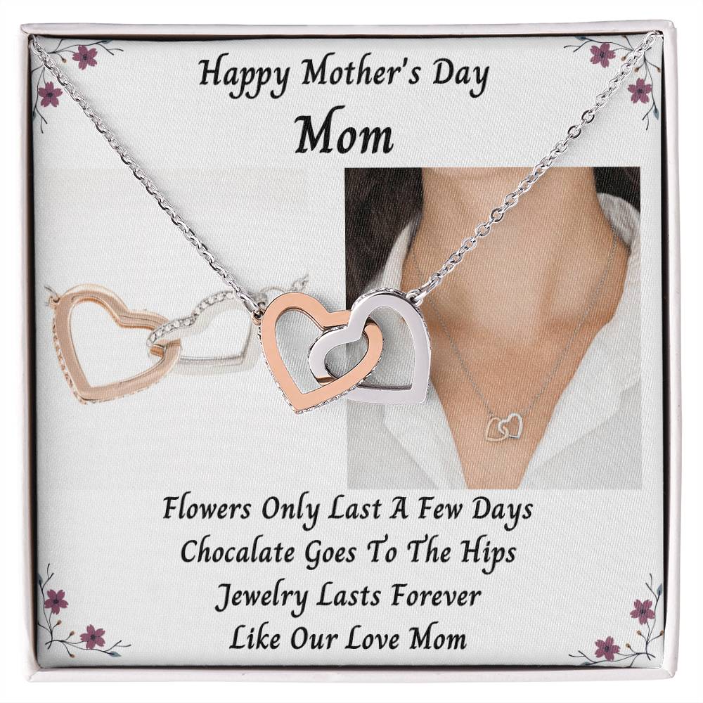 Happy Mothers Day Mom With Interlocked Hearts Necklace Interlocking Hearts Necklace