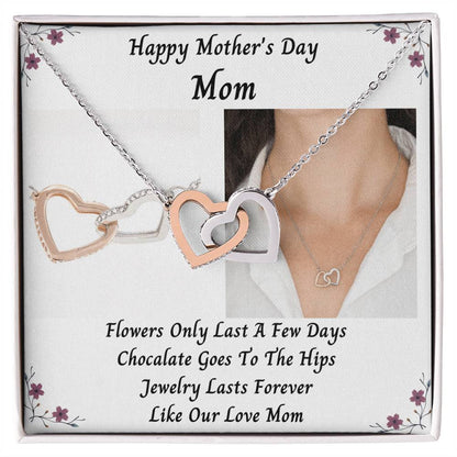 Happy Mothers Day Mom With Interlocked Hearts Necklace Interlocking Hearts Necklace