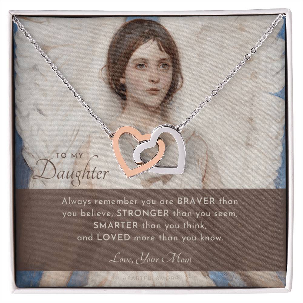 To My Daughter Always Remember Gift For Daughter From Mom Daughter Birthday Graduation Christmas Present Interlocking Hearts Necklace