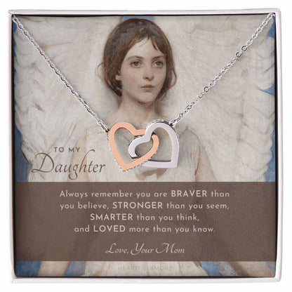 To My Daughter Always Remember Gift For Daughter From Mom Daughter Birthday Graduation Christmas Present Interlocking Hearts Necklace