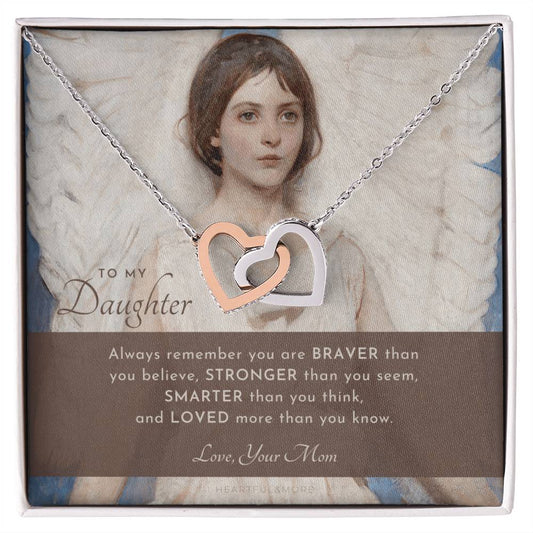 To My Daughter Always Remember Gift For Daughter From Mom Daughter Birthday Graduation Christmas Present Interlocking Hearts Necklace