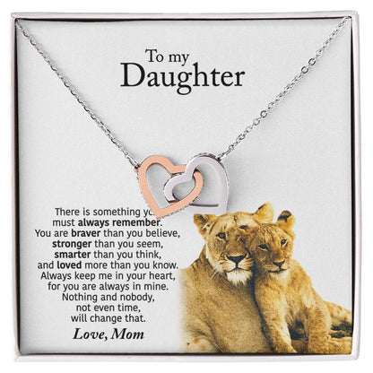 To My Daughter From Mom - Interlocking Hearts Necklace - Always Remember