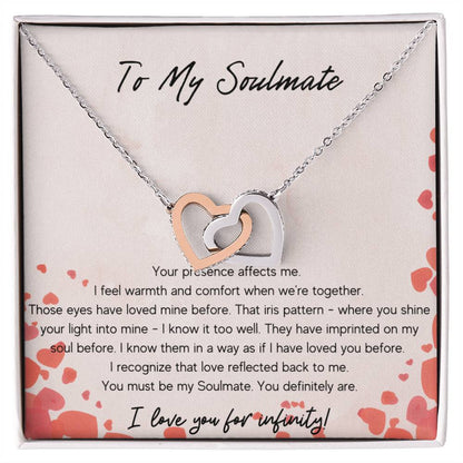 To My Soulmate Interlocking Hearts Necklace