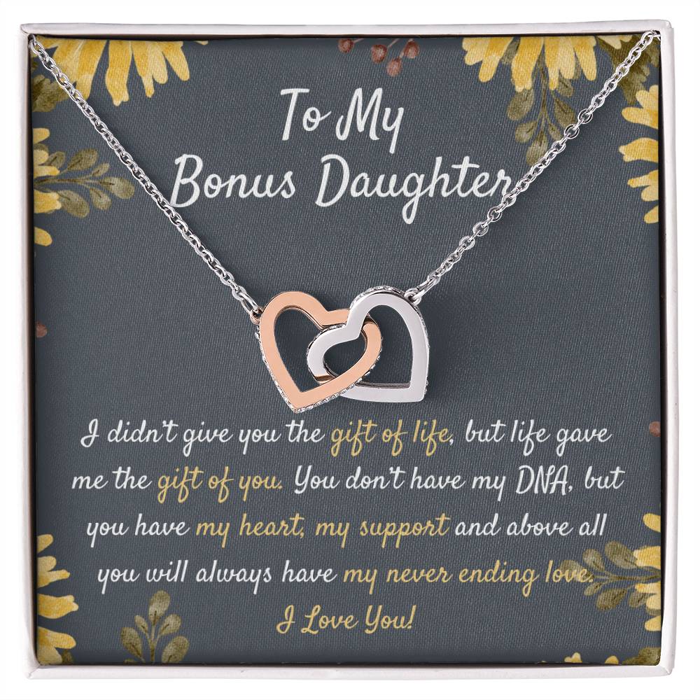 Gift For Bonus Daughter Stepdaughter Necklace Stepdaughter Gift Ideas Unbiological Daughter Gift Best Gift For Stepdaughter Interlocking Hearts Necklace