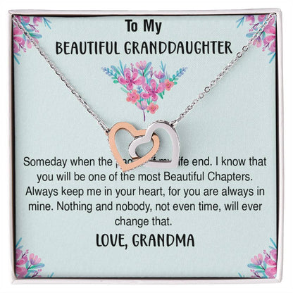 Two Hearts Necklace For Granddaughter Interlocking Hearts Necklace