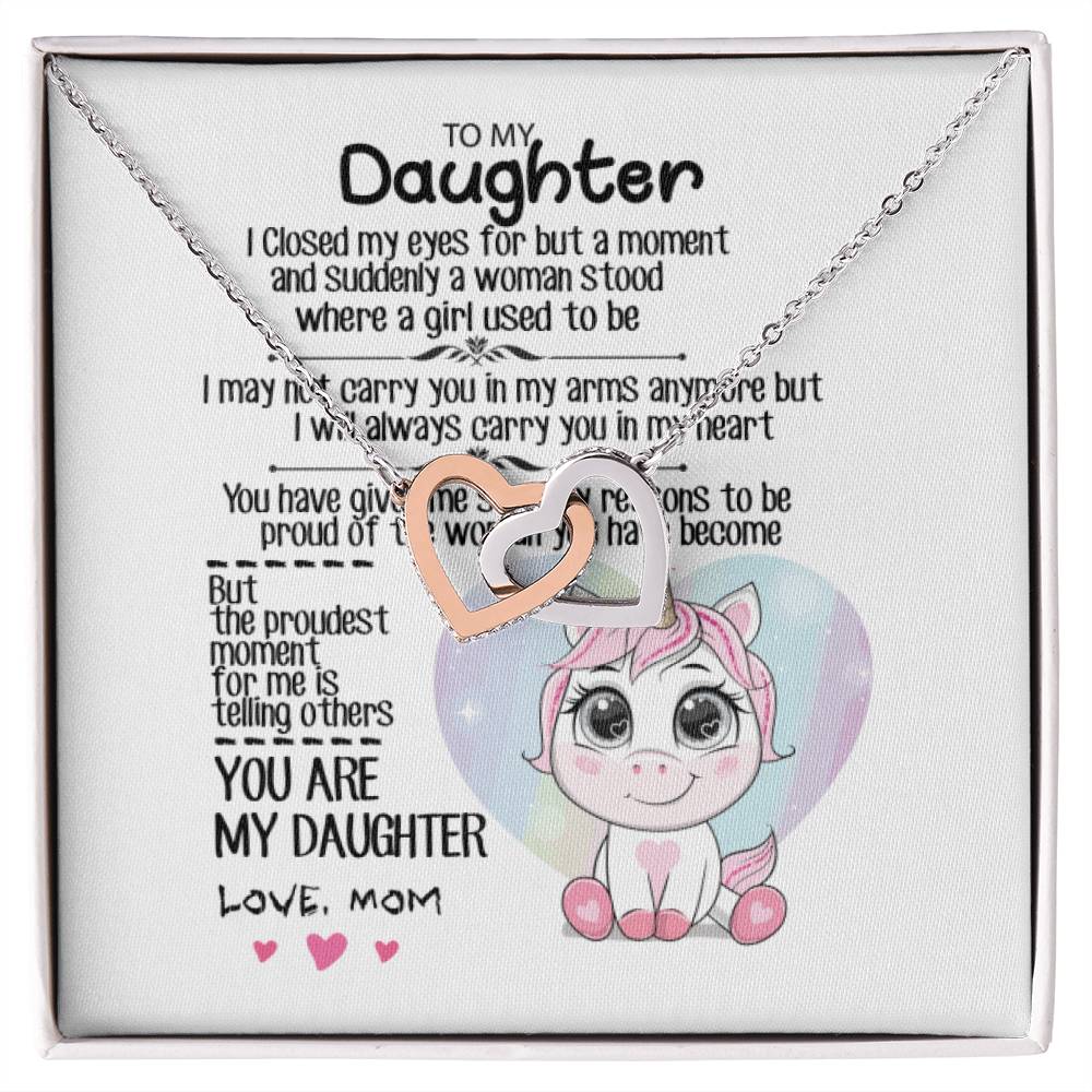 To My Daughter Interlocking Hearts Necklace
