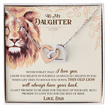 To My Daughter - This Old Lion - Necklace Interlocking Hearts Necklace