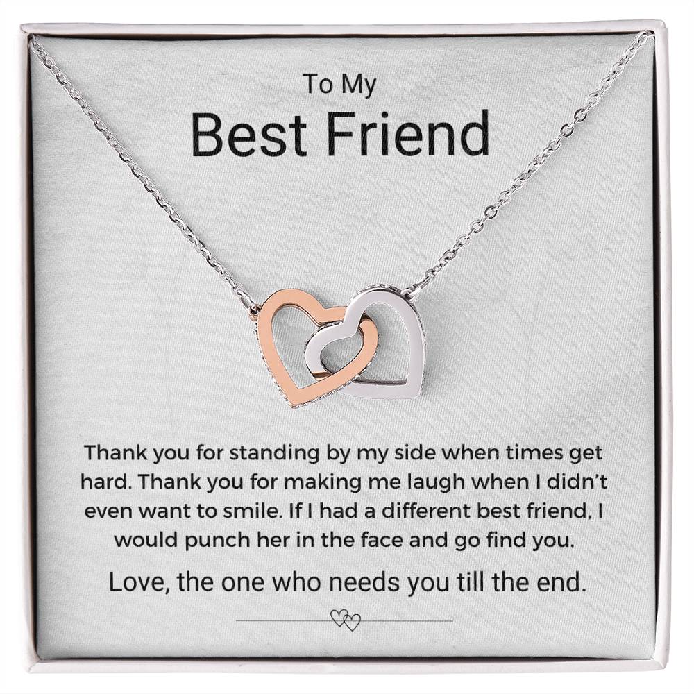 Standing By My Side Best Friend Interlocking Hearts Necklace