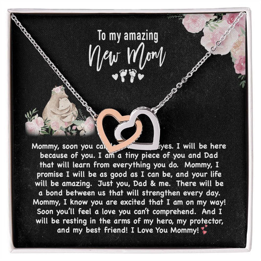 New Mom Double Heart Forever Love Necklace Interlocking Hearts Necklace