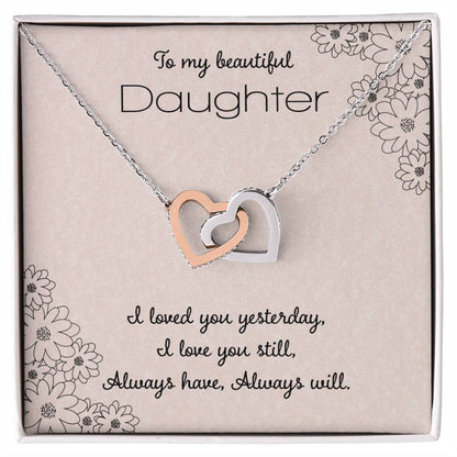 To My Beautiful Daughter Interlocking Hearts Necklace