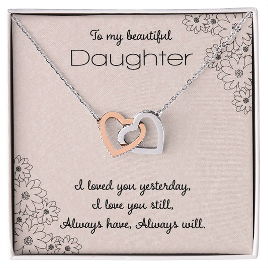 To My Beautiful Daughter Interlocking Hearts Necklace