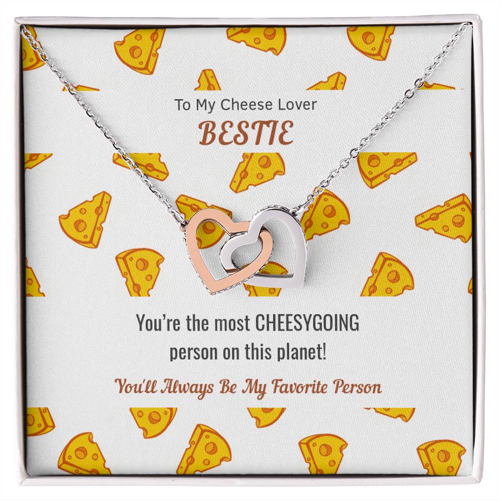 Necklace Gift For Cheese Lover Bestie Cheesy Gift Cheesy Card Cheese Hamper Cheese Lover Gift Birthday Gift For Bestie Interlocking Hearts Necklace