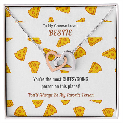 Necklace Gift For Cheese Lover Bestie Cheesy Gift Cheesy Card Cheese Hamper Cheese Lover Gift Birthday Gift For Bestie Interlocking Hearts Necklace