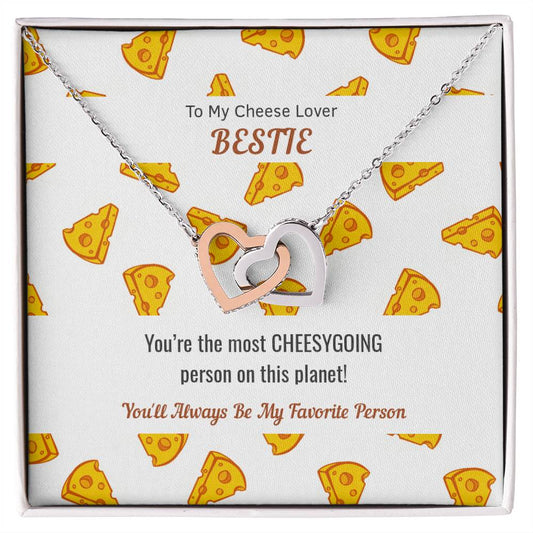 Necklace Gift For Cheese Lover Bestie Cheesy Gift Cheesy Card Cheese Hamper Cheese Lover Gift Birthday Gift For Bestie Interlocking Hearts Necklace