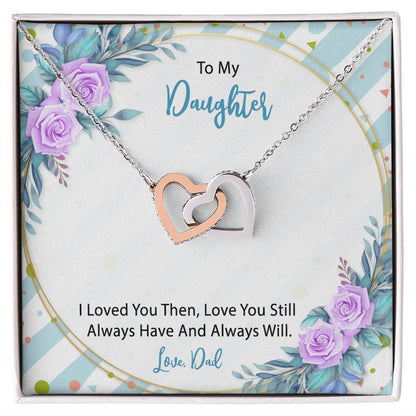 To My Daughter From Dad Interlocking Hearts Necklace