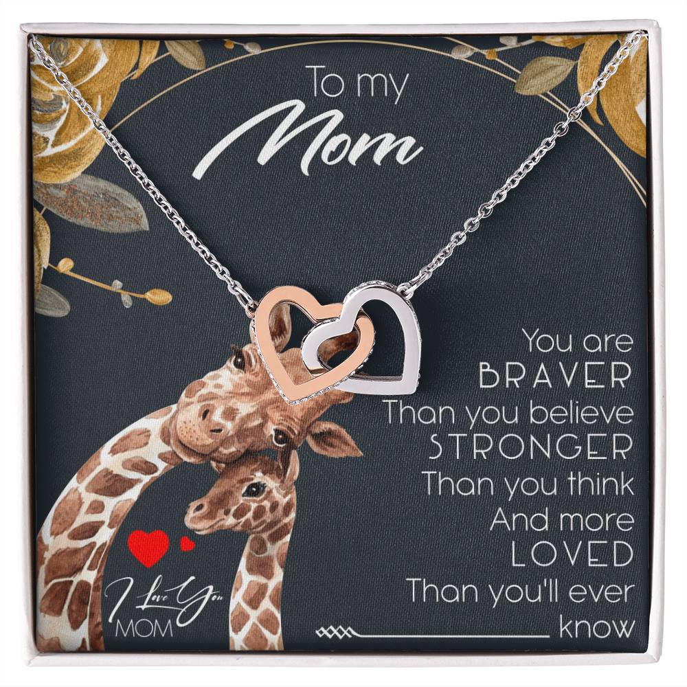 To My Mom Interlocking Hearts Necklace Message Card