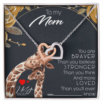 To My Mom Interlocking Hearts Necklace Message Card