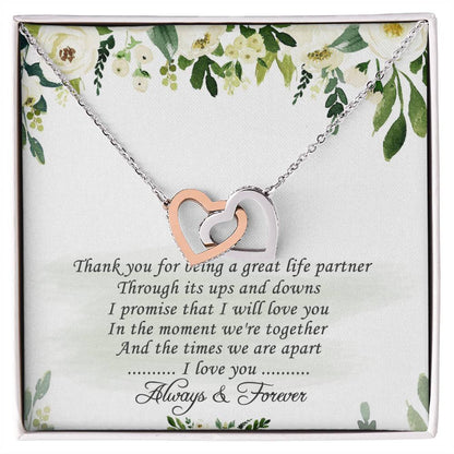 To My Love Interlocking Hearts Necklace Message Card