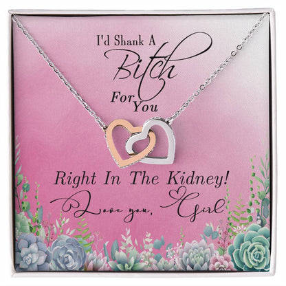 Interlocked Hearts Necklace Gift For Best Friendsister - Funny Message Card - Great Birthday Day Gift Interlocking Hearts Necklace