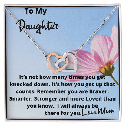 How You Get Up Necklace Graduation Birthday Gift For Daughter From Mom Interlocking Hearts Necklace