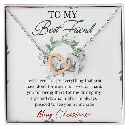 To My Best Friend Interlocking Hearts Necklace Message Card