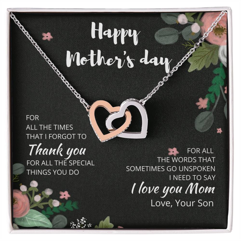 To My Mom - I Love You Forever - Necklace Interlocking Hearts Necklace