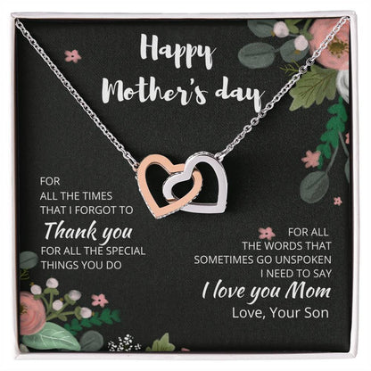 To My Mom - I Love You Forever - Necklace Interlocking Hearts Necklace