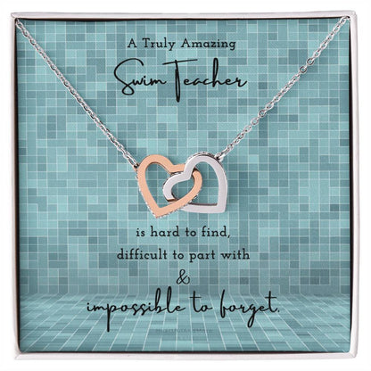 Gift For Swim Teacher Swim Teacher Appreciation Gift A Truly Amazing Swim Teacher Gift Interlocking Hearts Necklace